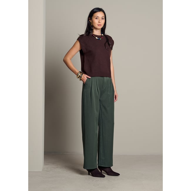 Pantalon ample en flanelle khaki <span itemprop=