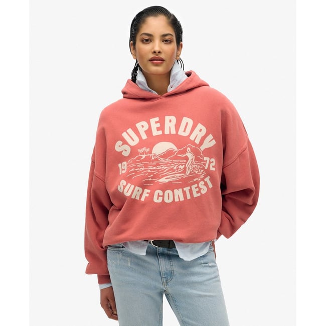 Sweat à capuche oversize Lo-fi Outdoor rouge pomme au four <span itemprop=