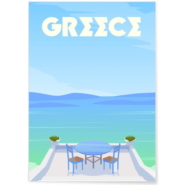 Affiche Grèce Couleur blanc <span itemprop=