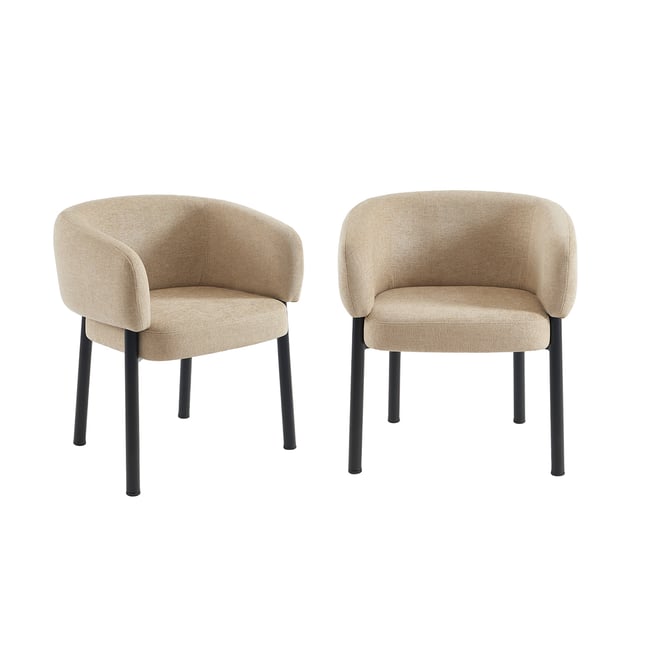 Lot de 2 fauteuils en tissu et acier ABELIA Couleur beige <span itemprop=