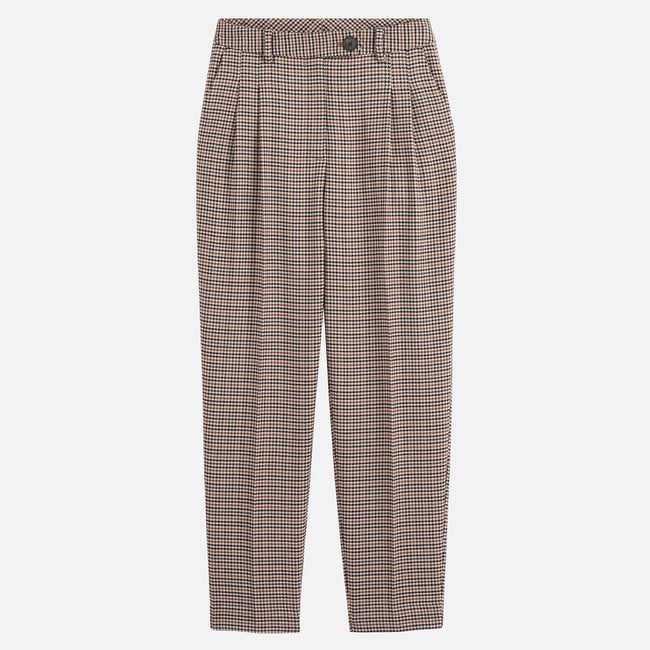 Pantalon cigarette à carreaux carreaux multicolores <span itemprop=