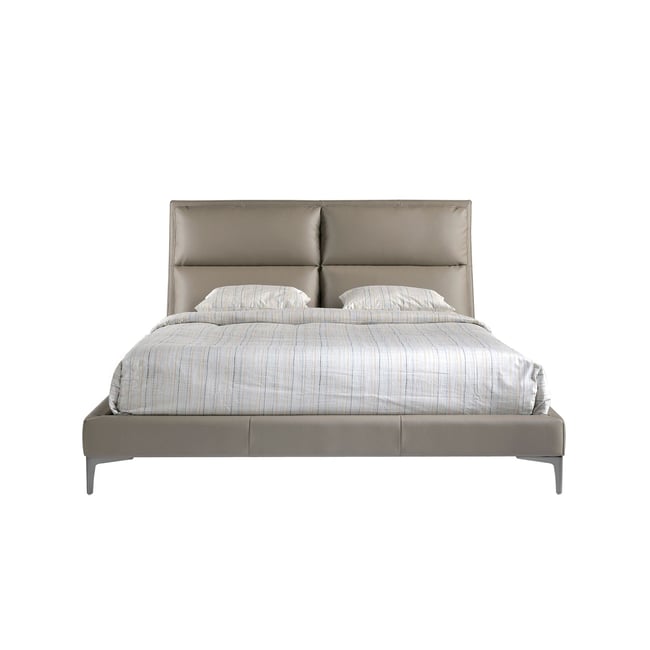 Lit en similicuir Couleur taupe | acier <span itemprop=