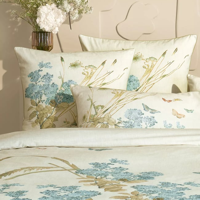 Taie d'oreiller pur coton lavé CAPRICES parchemin <span itemprop=