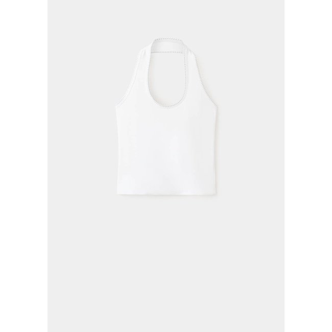 Top dos-nu avec détails brodés blanc cassé <span itemprop=