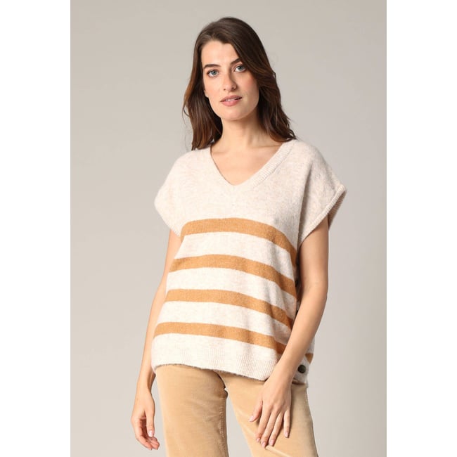 Pull en maille style marin sans manches avec boutons fantaisie BIRDY - DEELUXE