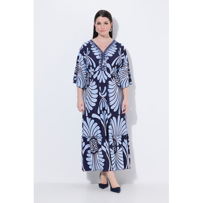 Robe maxi toucher coton marine <span itemprop=