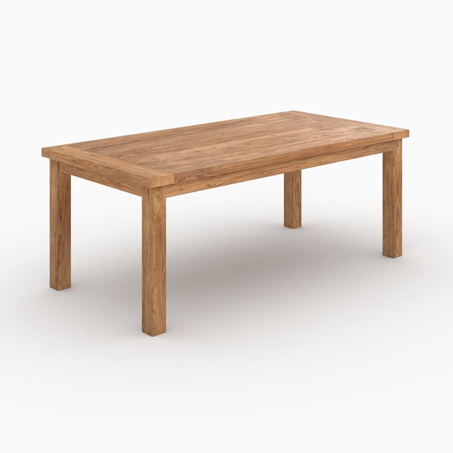 Table rectangulaire 8 personnes en bois de teck recyclé 200cm - MÉMO Couleur bois clair <span itemprop=