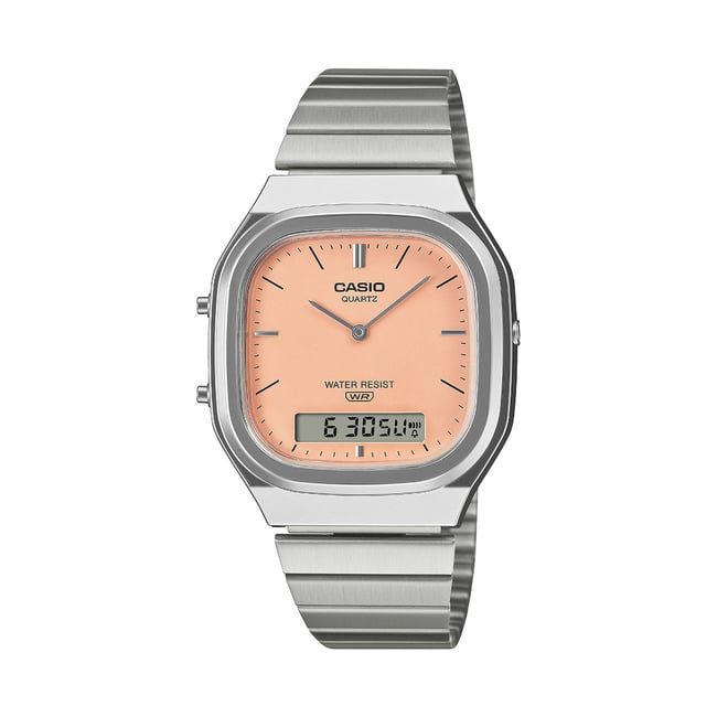 Montre Analogique Digital CASIO VINTAGE argenté saumon argenté <span itemprop=
