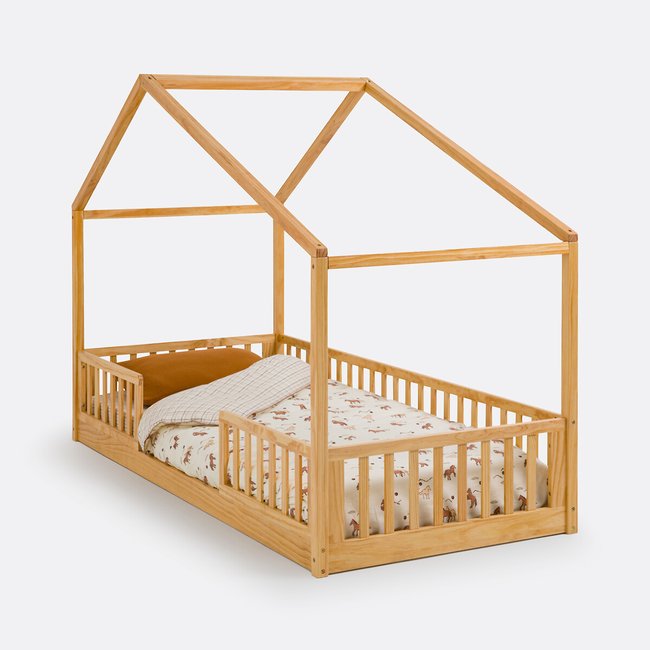 Lit enfant cabane en pin massif, Spidou Couleur naturel <span itemprop=