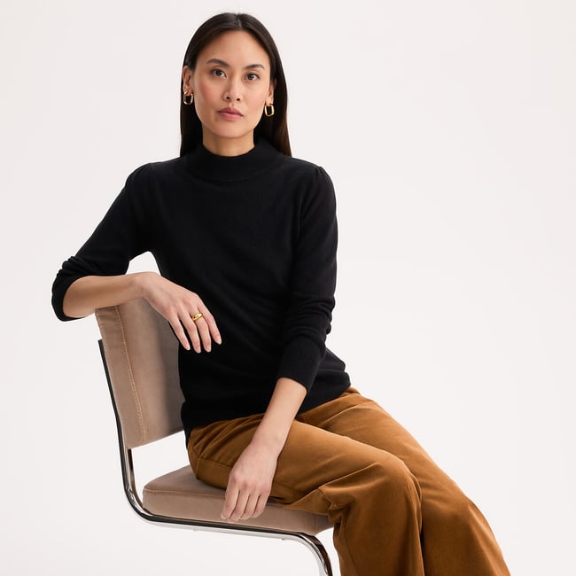 High Neck Jumper in Soft Knit, black, ANNE WEYBURN