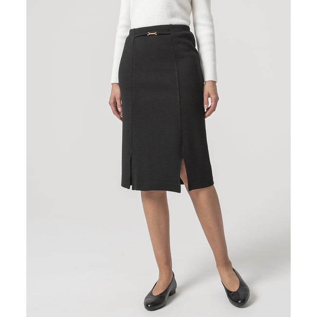 Jupe droite en maille milano Thermolactyl noir <span itemprop=