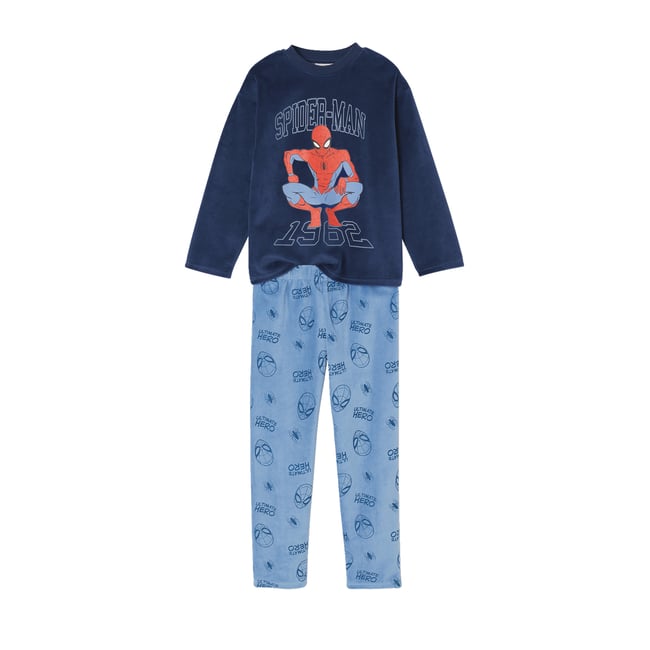 Pyjama en velours Spiderman bleu azur <span itemprop=