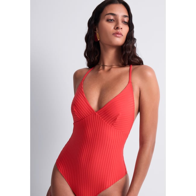Maillot de bain une piece Sun Pop. corail <span itemprop=