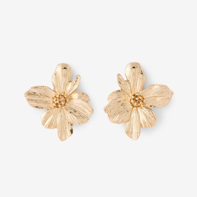 Boucles d'oreilles fleurs en métal doré v019843 <span itemprop=