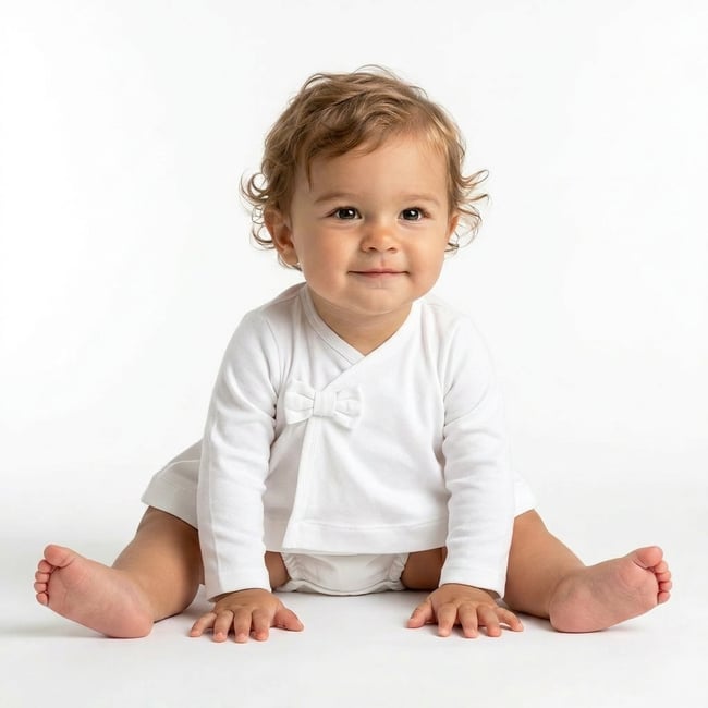 Robe bébé - Très bon état blanc <span itemprop=