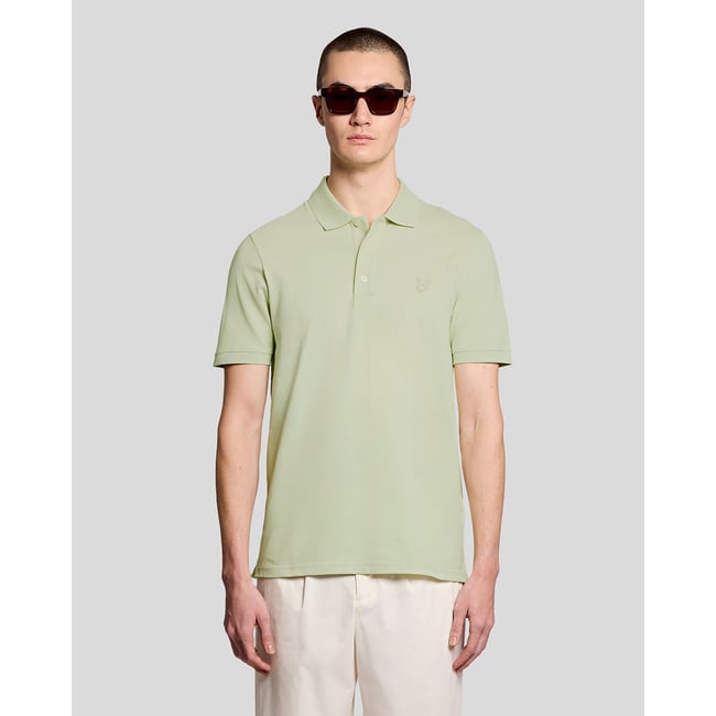 Polo en coton superfine vert légumes verts tendres <span itemprop=
