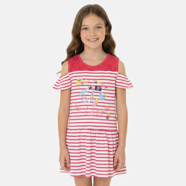 Robe rayée à épaules dénudées imprimée, coupe décontractée, col rond et sans manches ST MALO - LEE COOPER