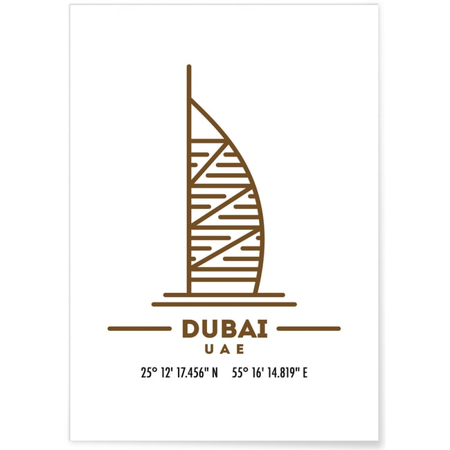 Poster Coordonnées Dubaï Couleur blanc <span itemprop=