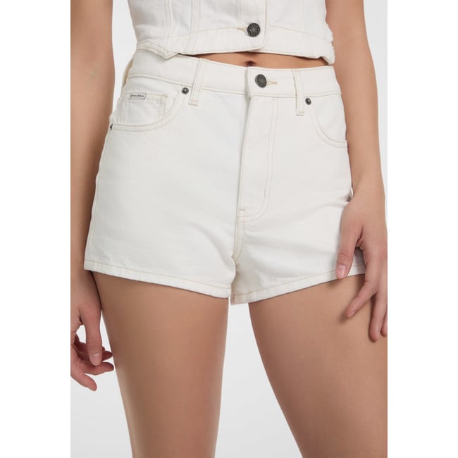 Short En Jean Mom blanc <span itemprop=