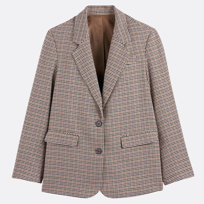 Blazer coupe droite à carreaux  carreaux multicolores <span itemprop=
