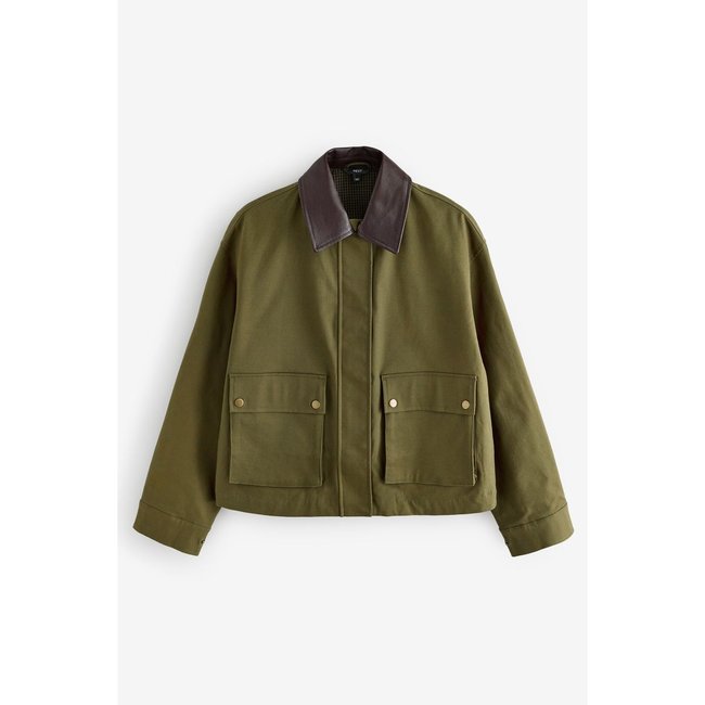 Veste avec col contrastant vert kaki <span itemprop=