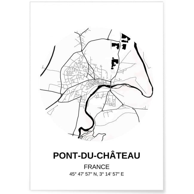 Affiche Carte Pont-du-Château Couleur blanc <span itemprop=