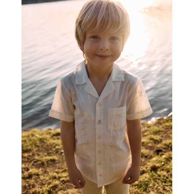 Chemise à Manches Courtes avec Broderies Cérémonie Brothers & Sisters blanc <span itemprop=
