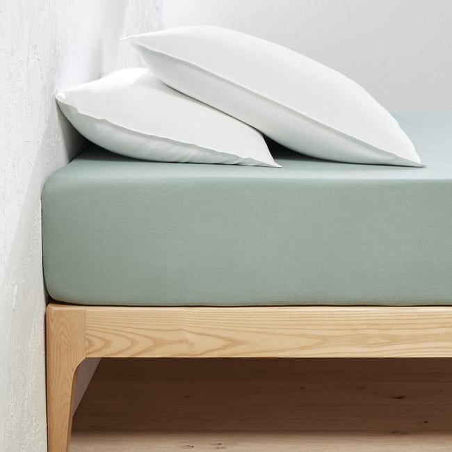 Scenario 35cm High 30% Recycled Cotton Jersey Fitted Sheet, grey-green, LA REDOUTE INTERIEURS