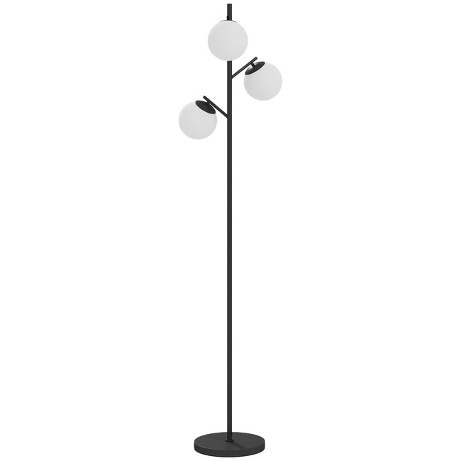 Lampadaire globe design néo-rétro 3 ampoules métal Couleur noir <span itemprop=
