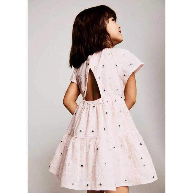 Robe fluide détail brillant rose clair <span itemprop=