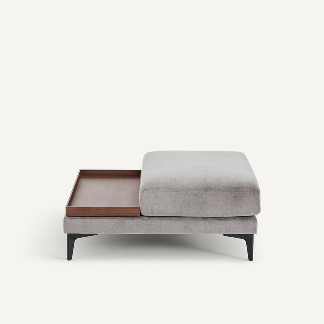 Voetensteun met dienblad, in stonewashed fluweel, MODERNISTE, ontwerp Emmanuel Gallina - AM.PM