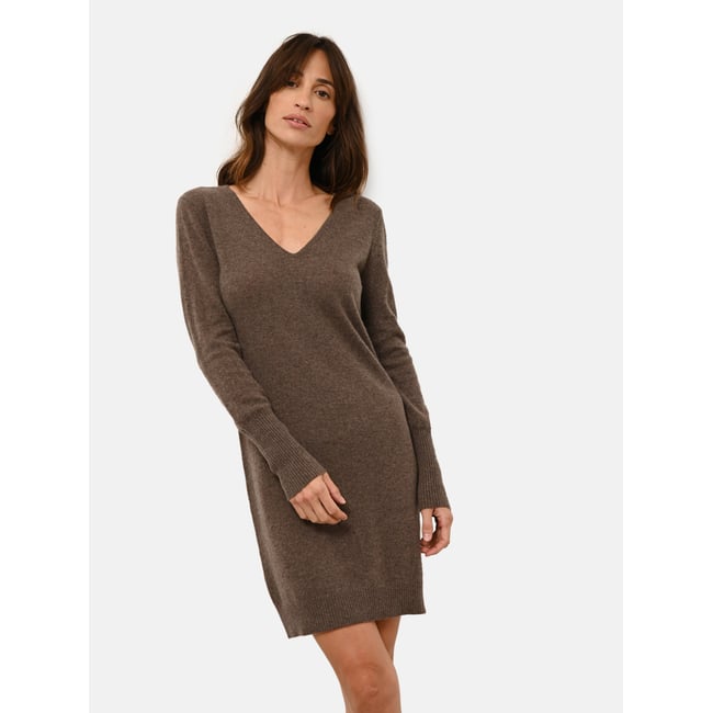 Robe Col V Sable Tracy marron <span itemprop=
