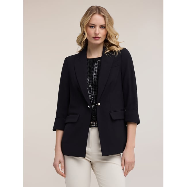 Veste blazer avec boutons de manchette bijou noir <span itemprop=