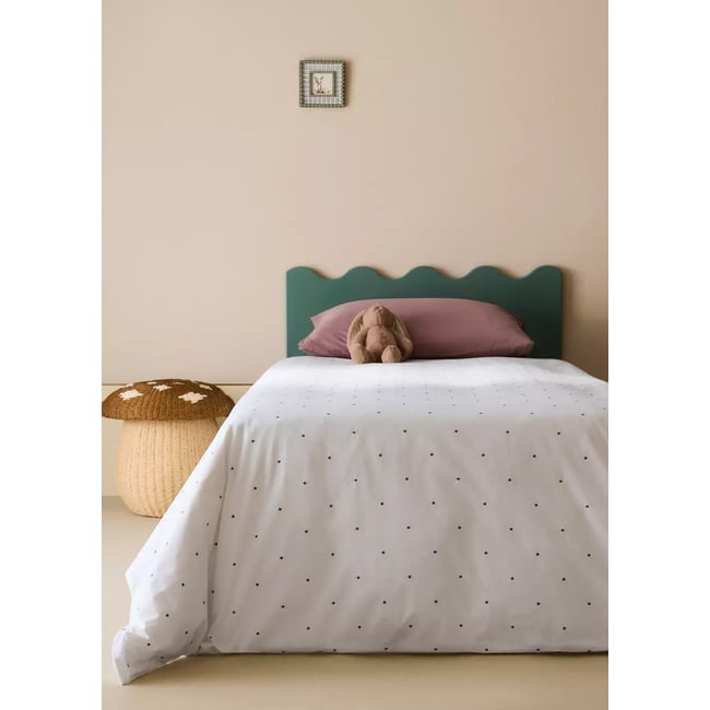 Housse de couette percale de coton plumetis lit 90 cm marron moyen <span itemprop=