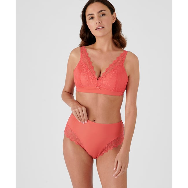 Soutien-gorge sans armatures forme foulard rose corail <span itemprop=