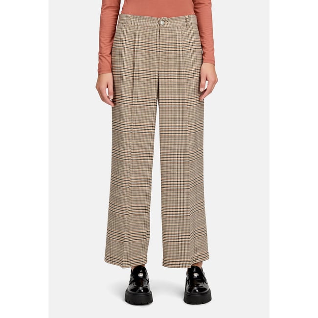 Pantalon à carreaux à pinces brown/rosé <span itemprop=
