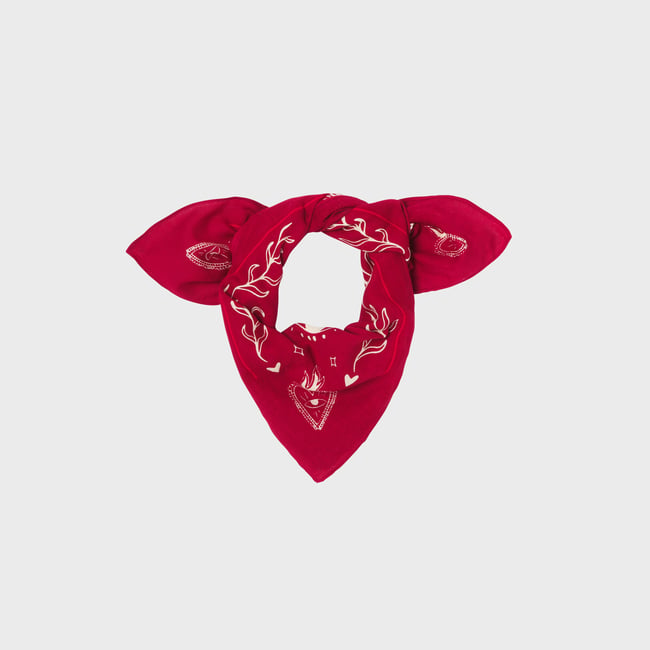 Petit foulard en coton biologique LISE rouge et blanc <span itemprop=