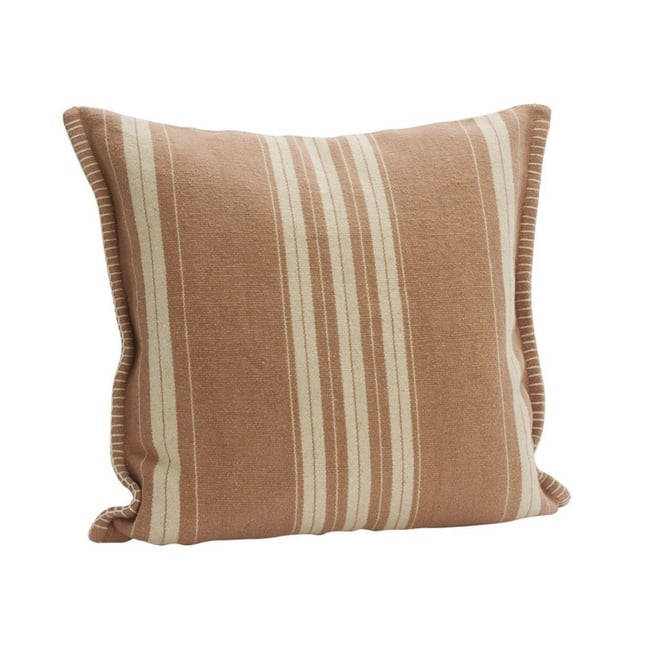 Housse de coussin design scandinave coton jute rose poudré <span itemprop=