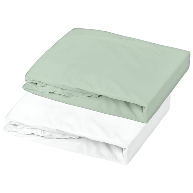 Lot alèse et drap housse vert tilleul <span itemprop=