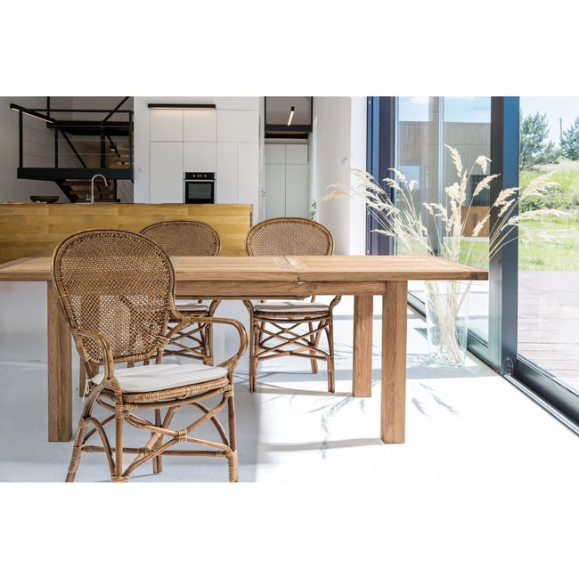 Table de jardin extensible en teck recyclé L160/220 - SAINT MALO bois clair <span itemprop=