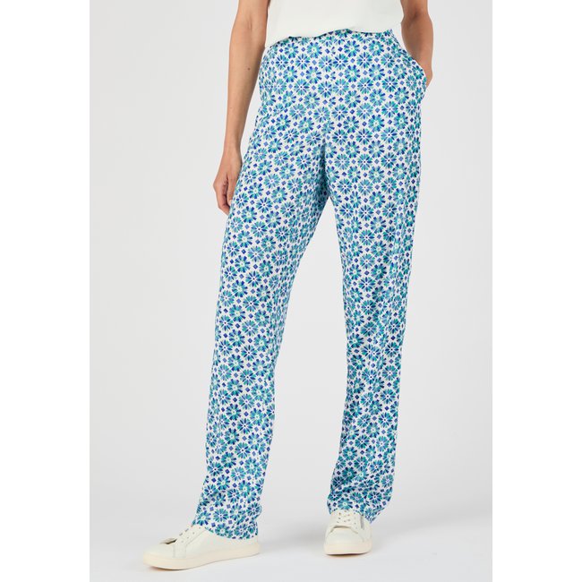 Pantalon pure viscose Climatyl vert graphique <span itemprop=
