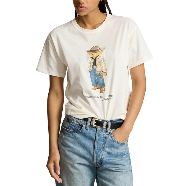 Cotton polo bear t shirt with crew neck and short sleeves white Polo Ralph Lauren La Redoute