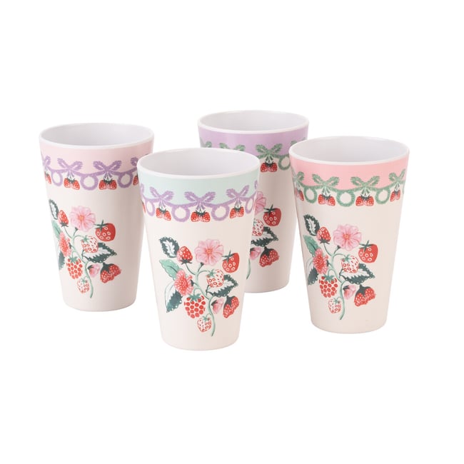 Set of 4 Raspberry Melamine Tumblers, pink, CATH KIDSTON
