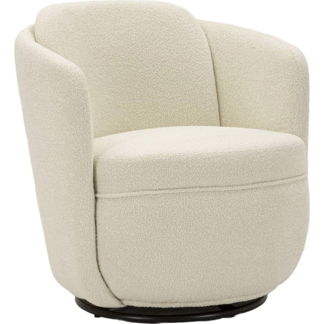 Fauteuil pivotant enveloppant dossier haut MODERN Couleur crème <span itemprop=