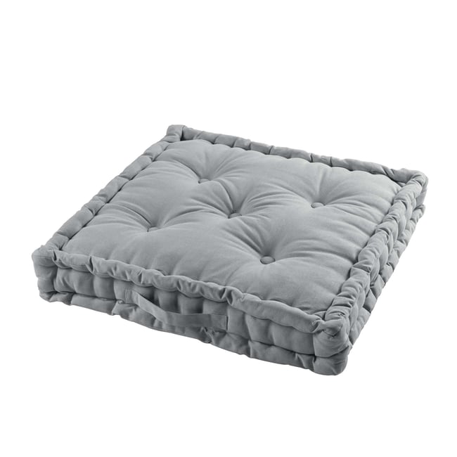 Coussin de sol matelassé en coton gris 60cm gris <span itemprop=