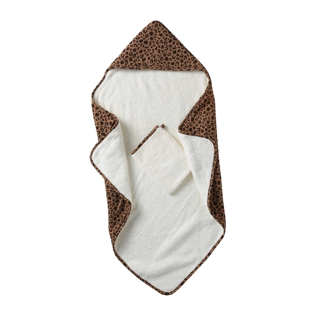 Coffret cadeau cape de bain et gant de toilette écru <span itemprop=