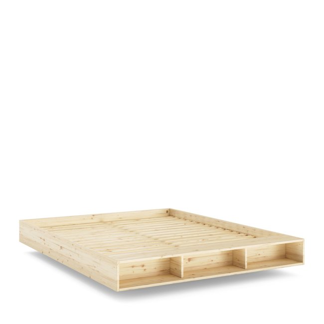 Lit avec rangement en bois 180x200cm- MERGE Couleur bois clair <span itemprop=
