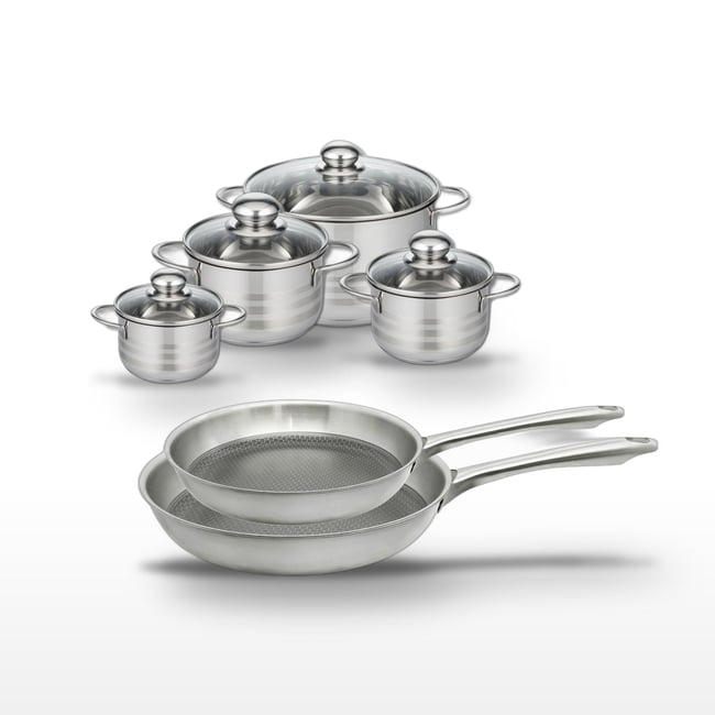 Batterie de cuisine 2 poêles 24/28cm + 4 faitouts RELIEF PASSION gris <span itemprop=
