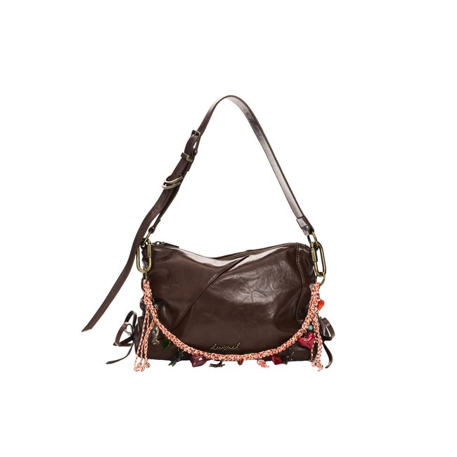Sac bandoulière moyen marron <span itemprop=