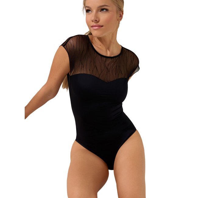 Body brésilien manches courtes Nightscape noir <span itemprop=